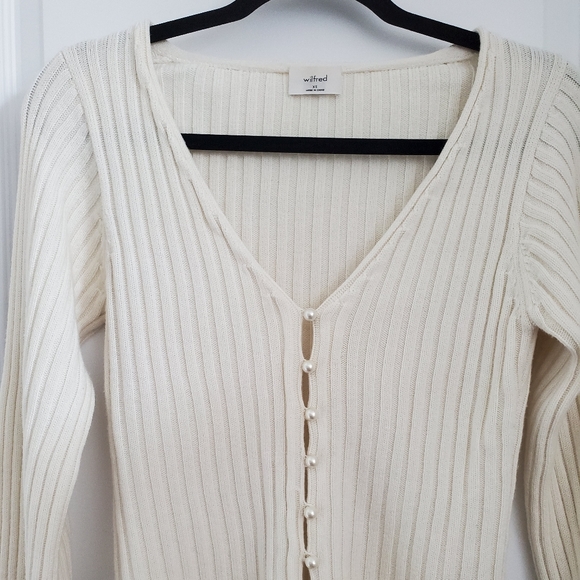 **SOLD** Aritzia Wilfred Pearl Wool-Blend Cardigan - Picture 3 of 6